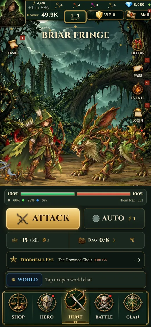 Hunt automatically, step in for the fights that matter